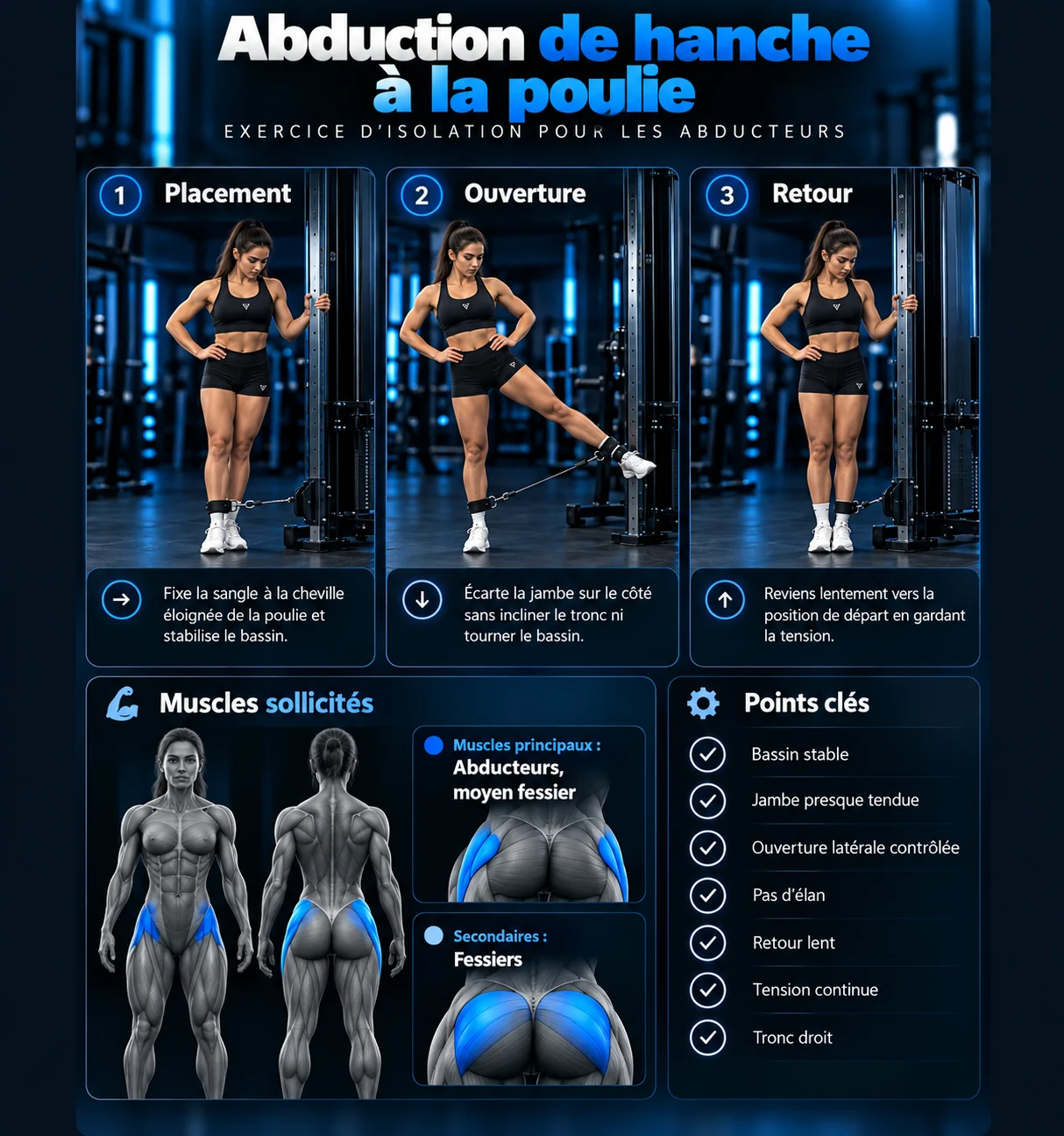 Guide visuel : Abduction de hanche à la poulie