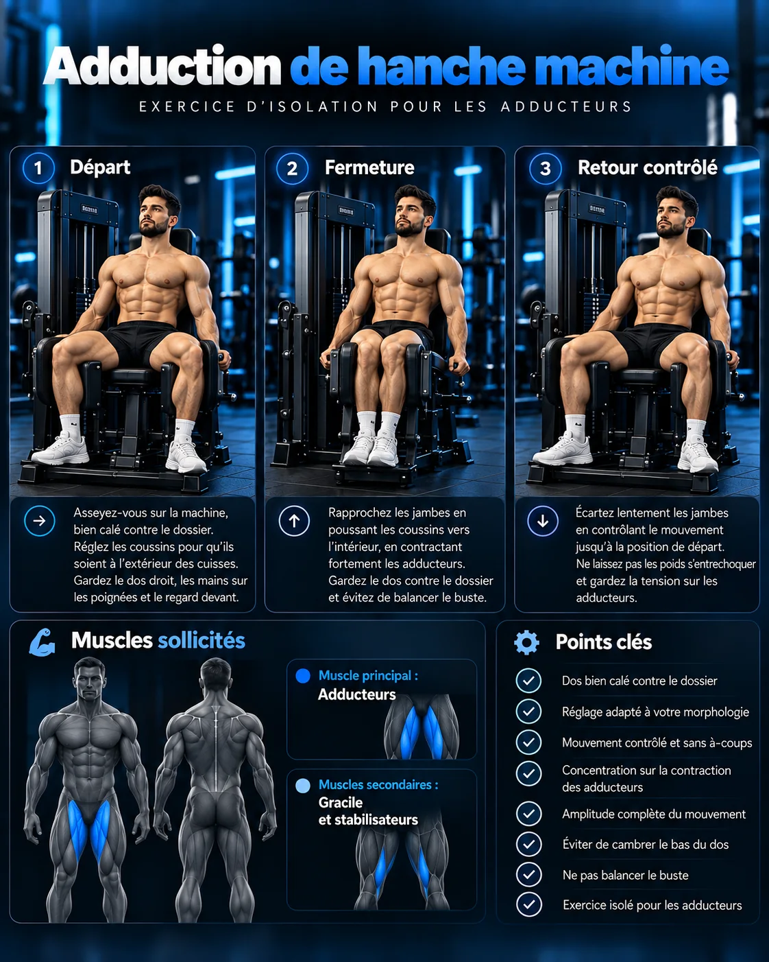 Guide visuel de l’adduction de hanche machine