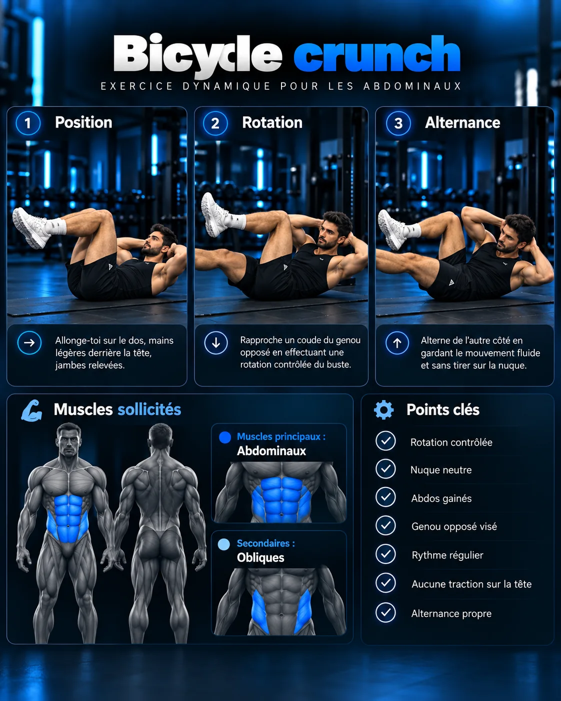 Guide visuel : Bicycle crunch