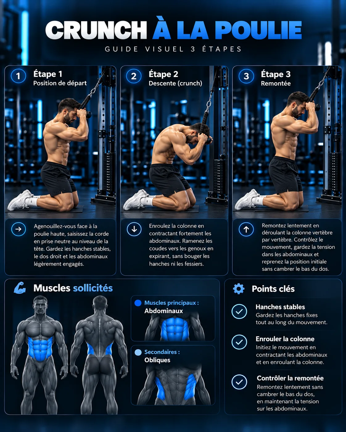 Guide visuel du crunch à la poulie
