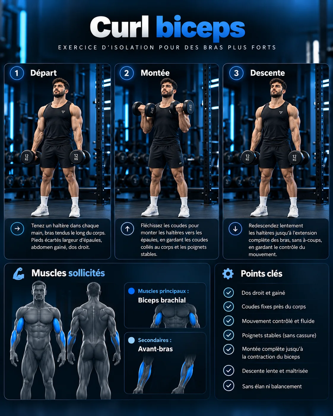 Guide visuel du curl biceps