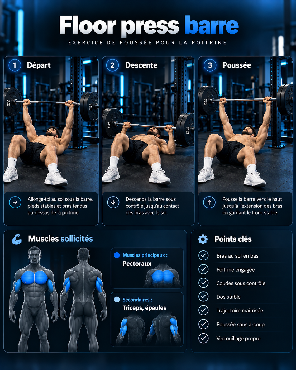 Guide visuel : Floor press barre
