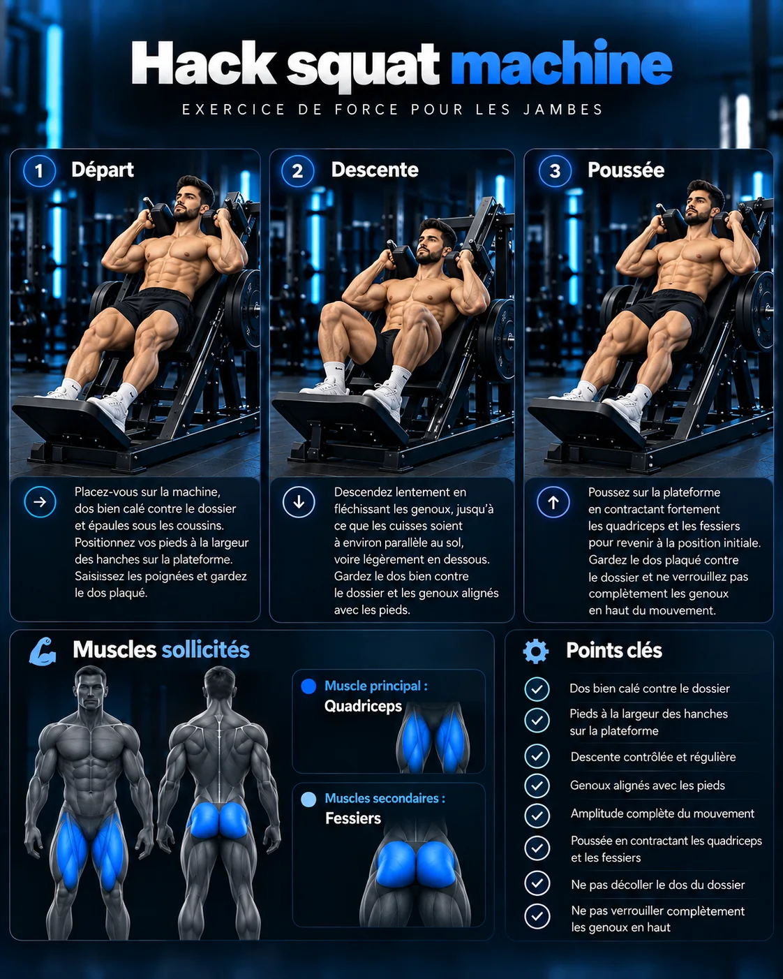 Guide visuel du hack squat machine