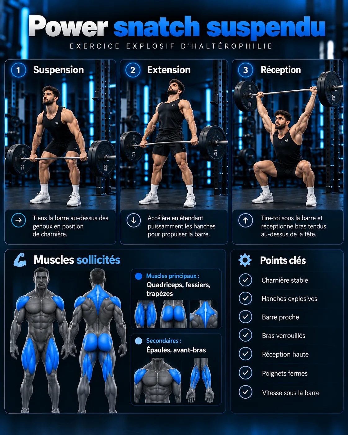 Guide visuel : Power snatch suspendu