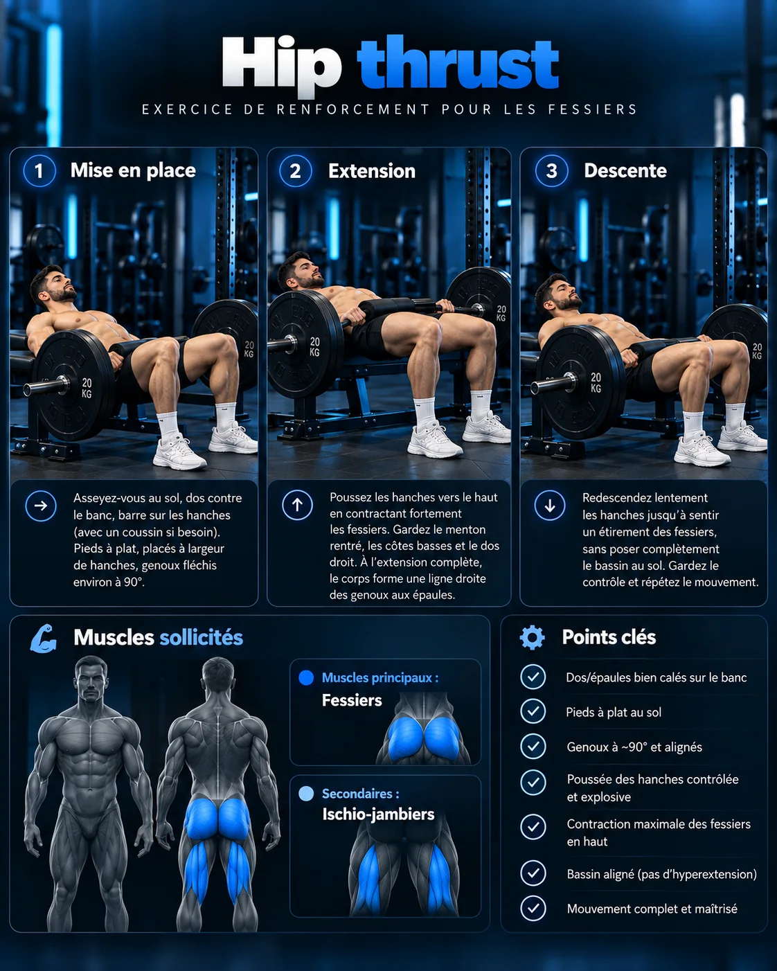 Guide visuel du hip thrust