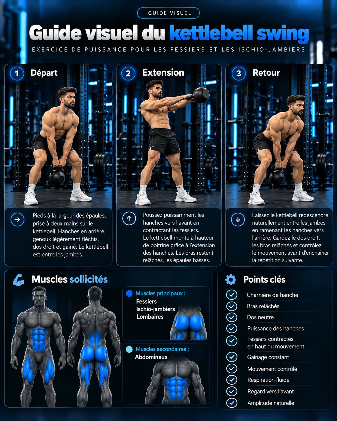 Guide visuel du kettlebell swing