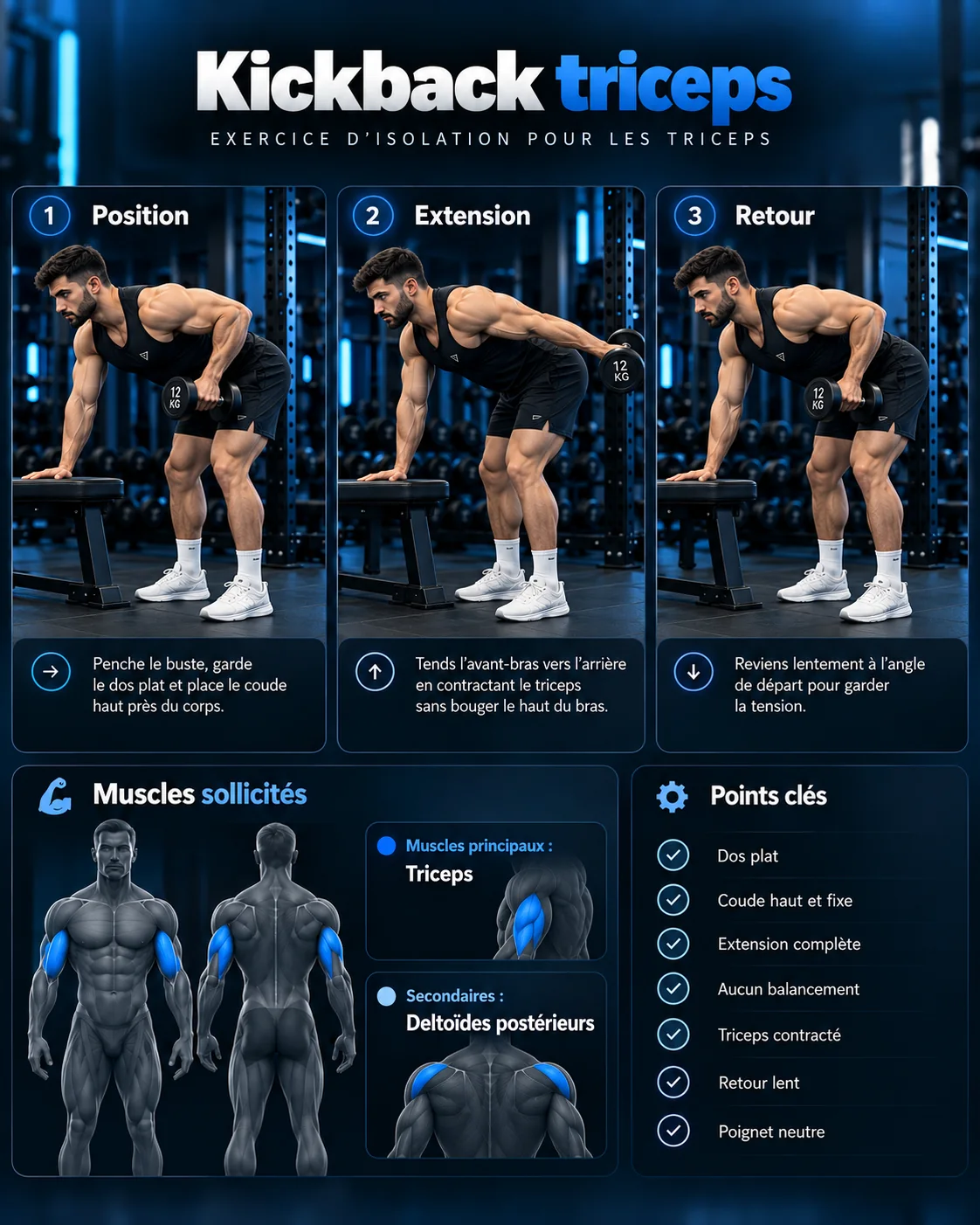 Guide visuel : Kickback triceps