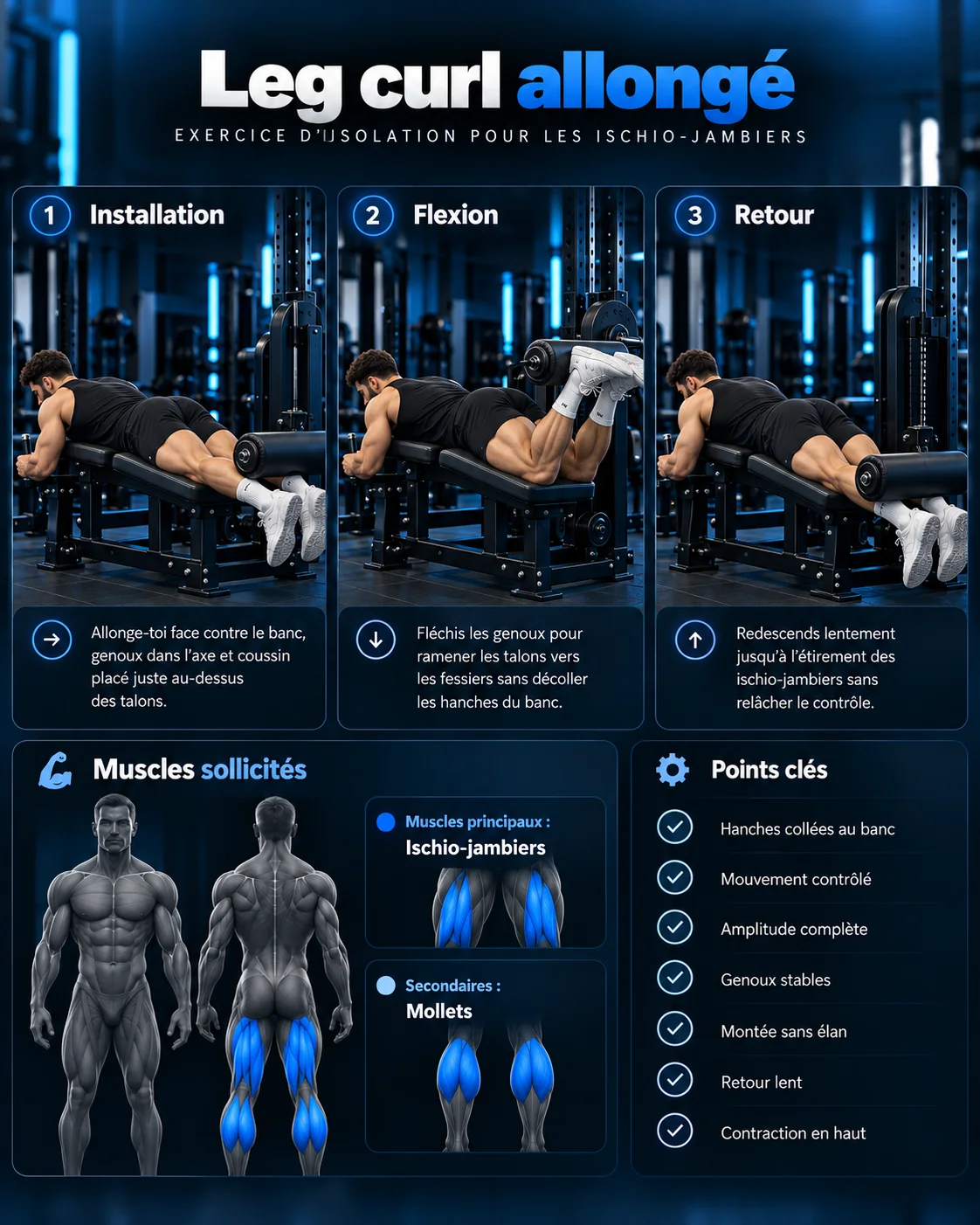 Guide visuel : Leg curl allongé