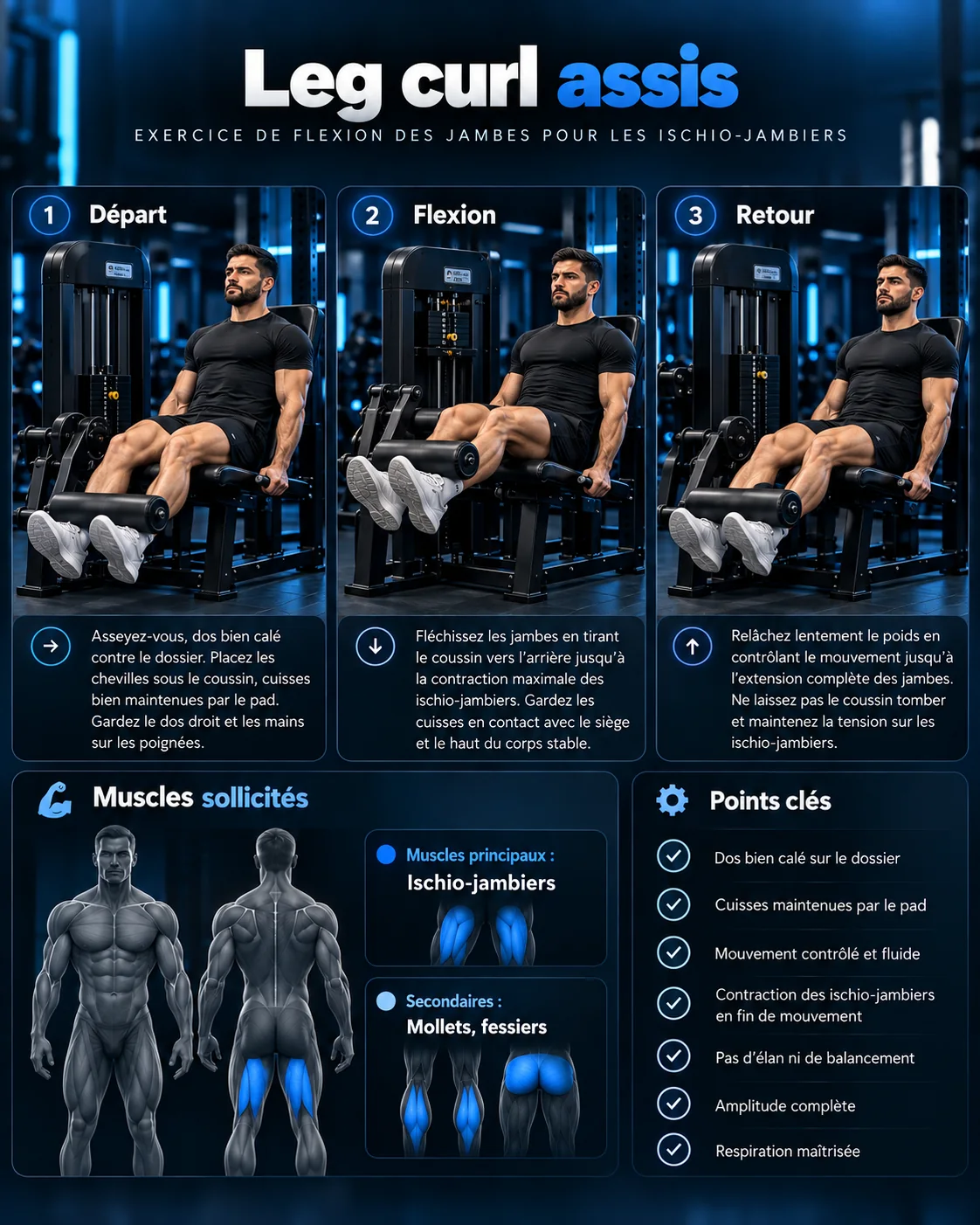 Guide visuel du leg curl assis