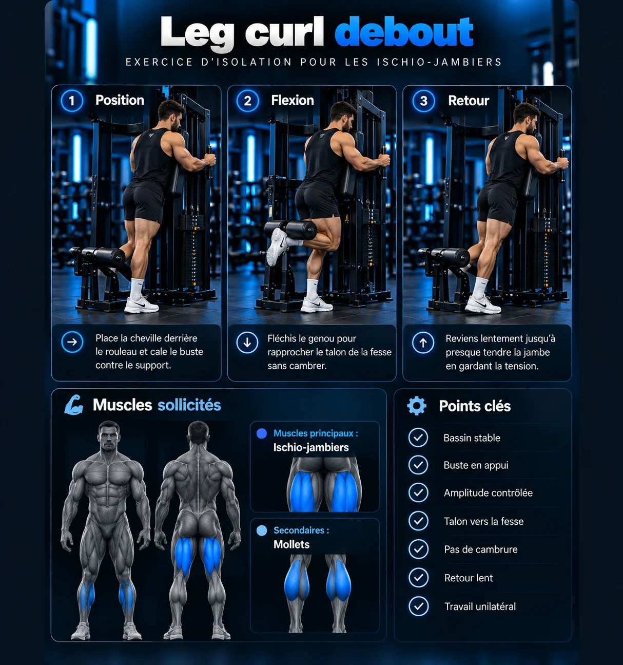 Guide visuel : Leg curl debout