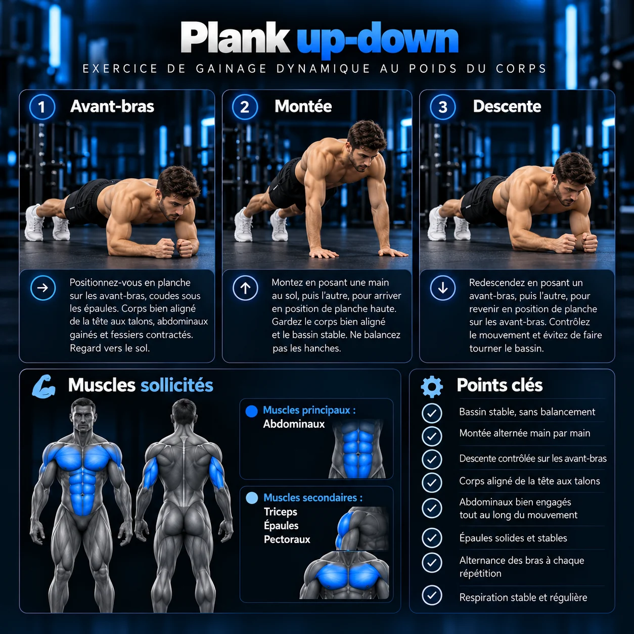 Guide visuel : Plank up-down