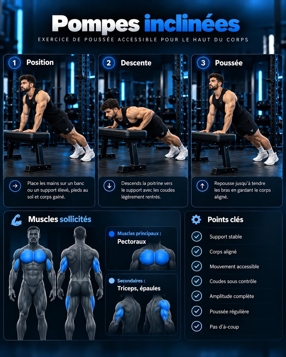Guide visuel : Pompes inclinées