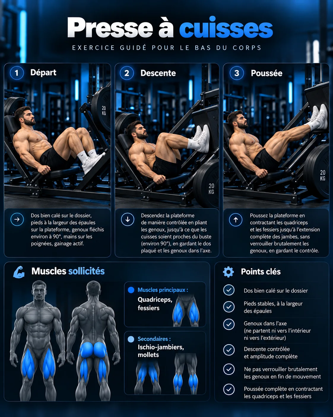 Guide visuel de la presse à cuisses