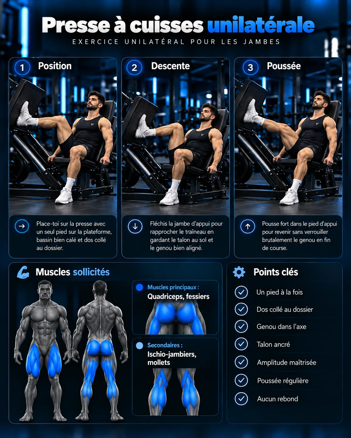 Guide visuel : Presse à cuisses unilatérale