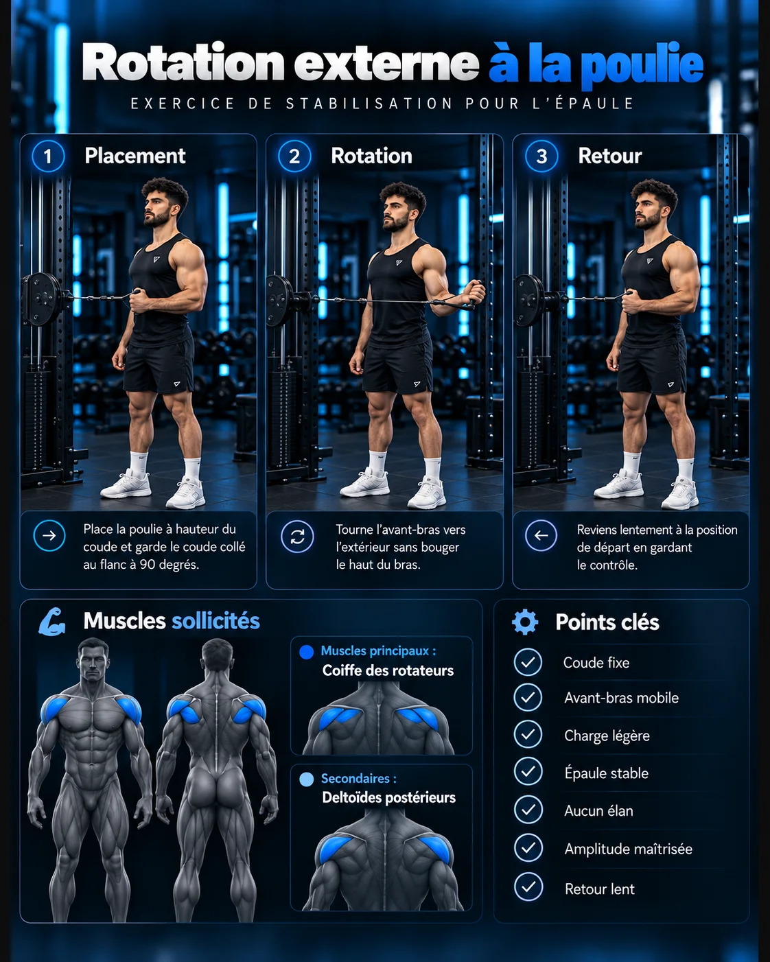 Guide visuel : Rotation externe à la poulie
