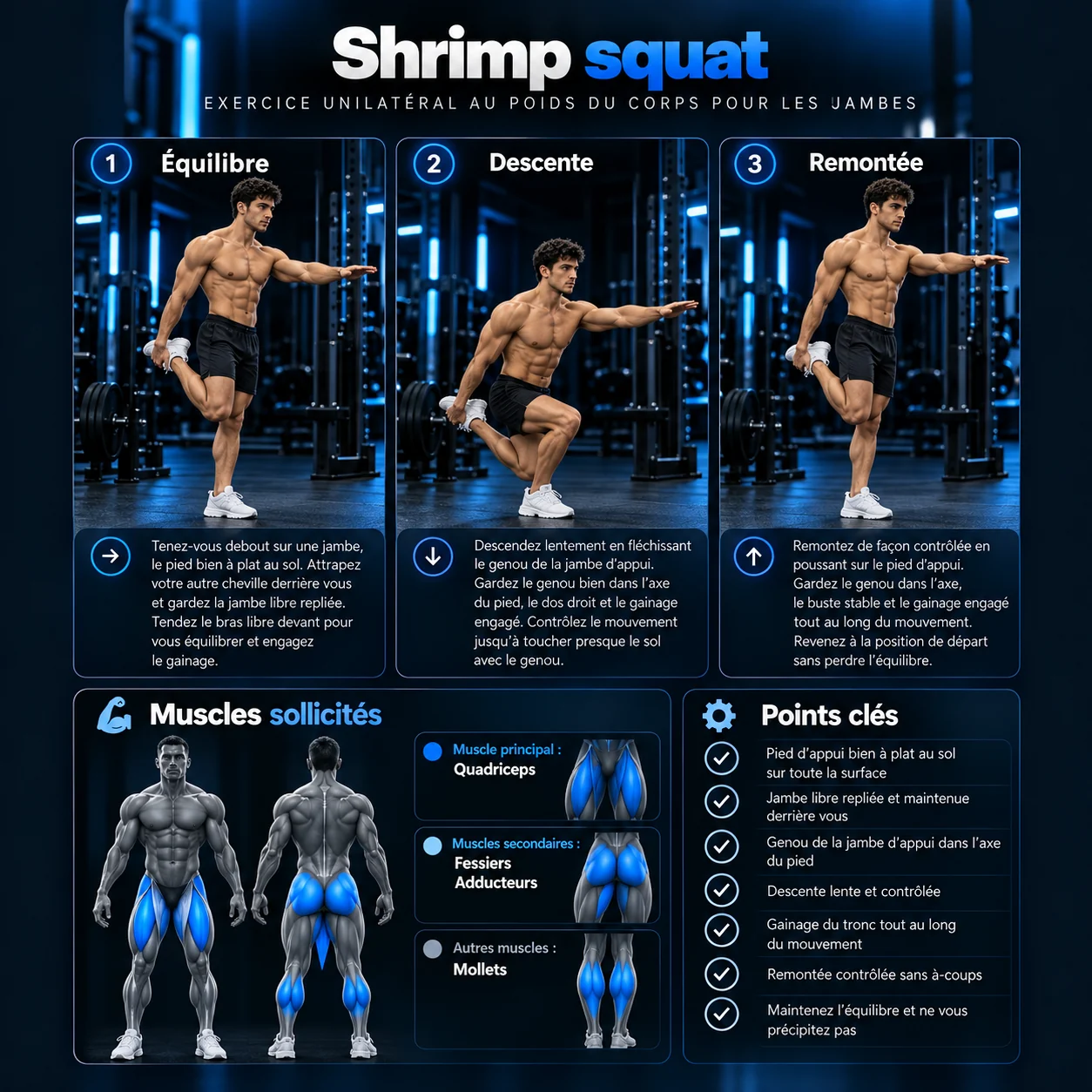 Guide visuel : Shrimp squat