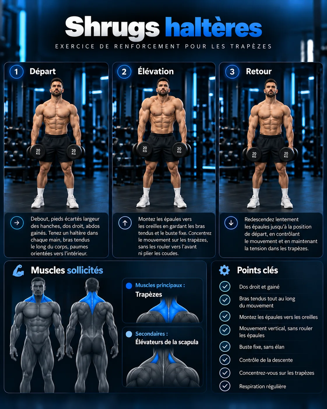 Guide visuel des shrugs haltères