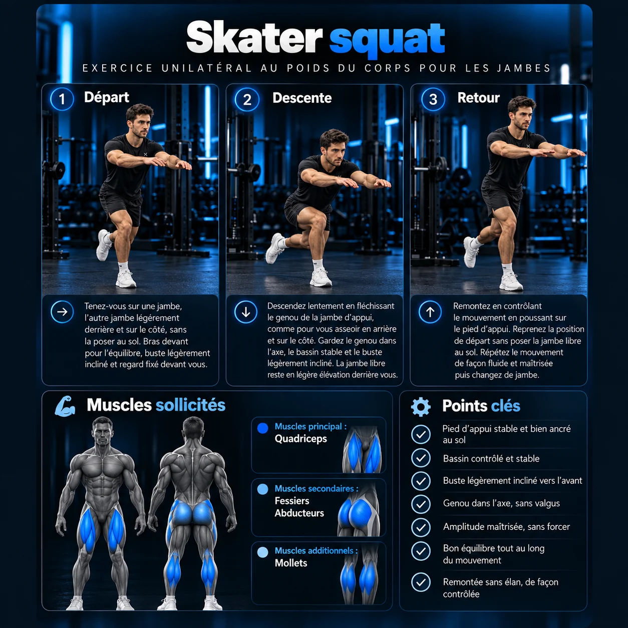 Guide visuel : Skater squat