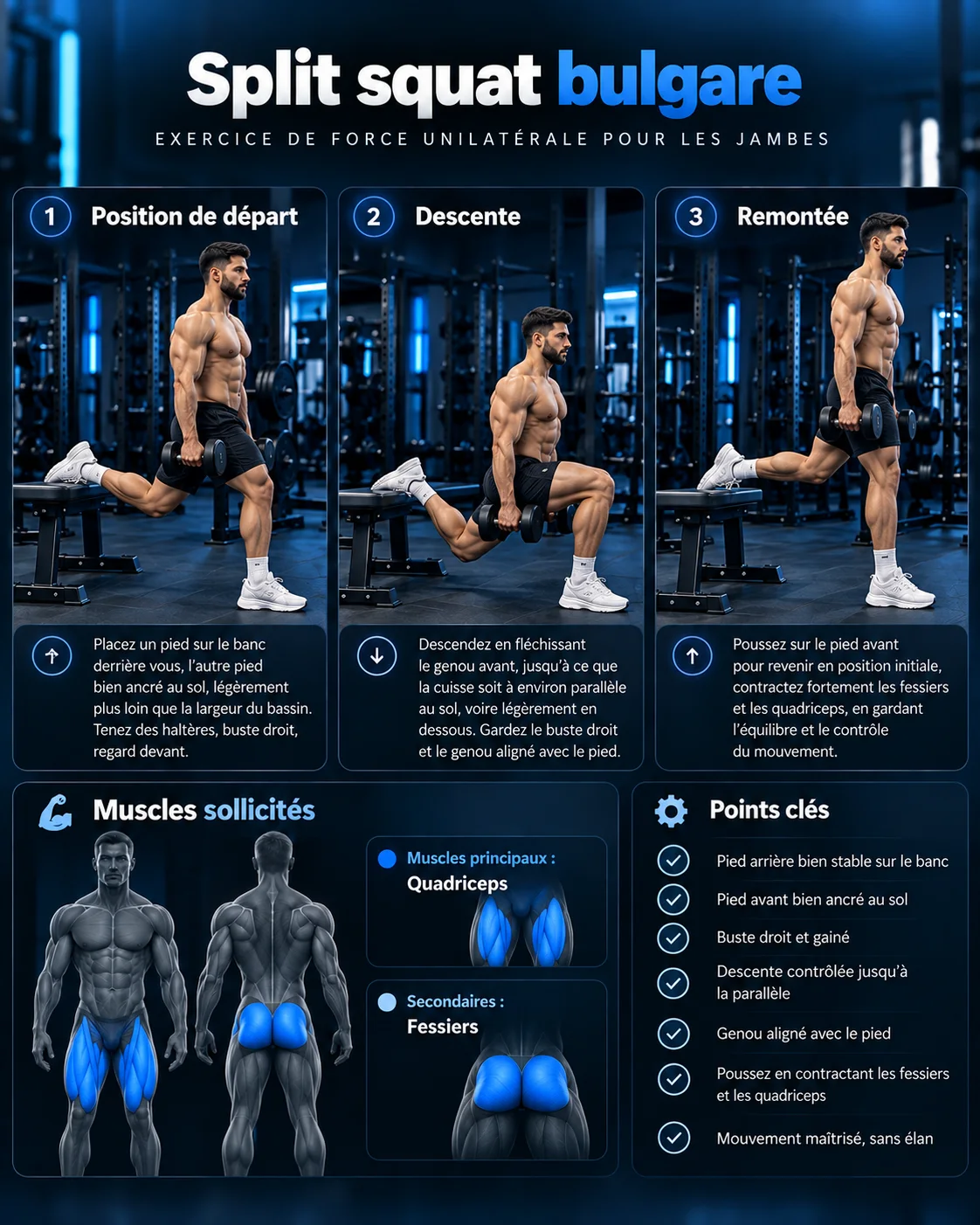 Guide visuel du split squat bulgare