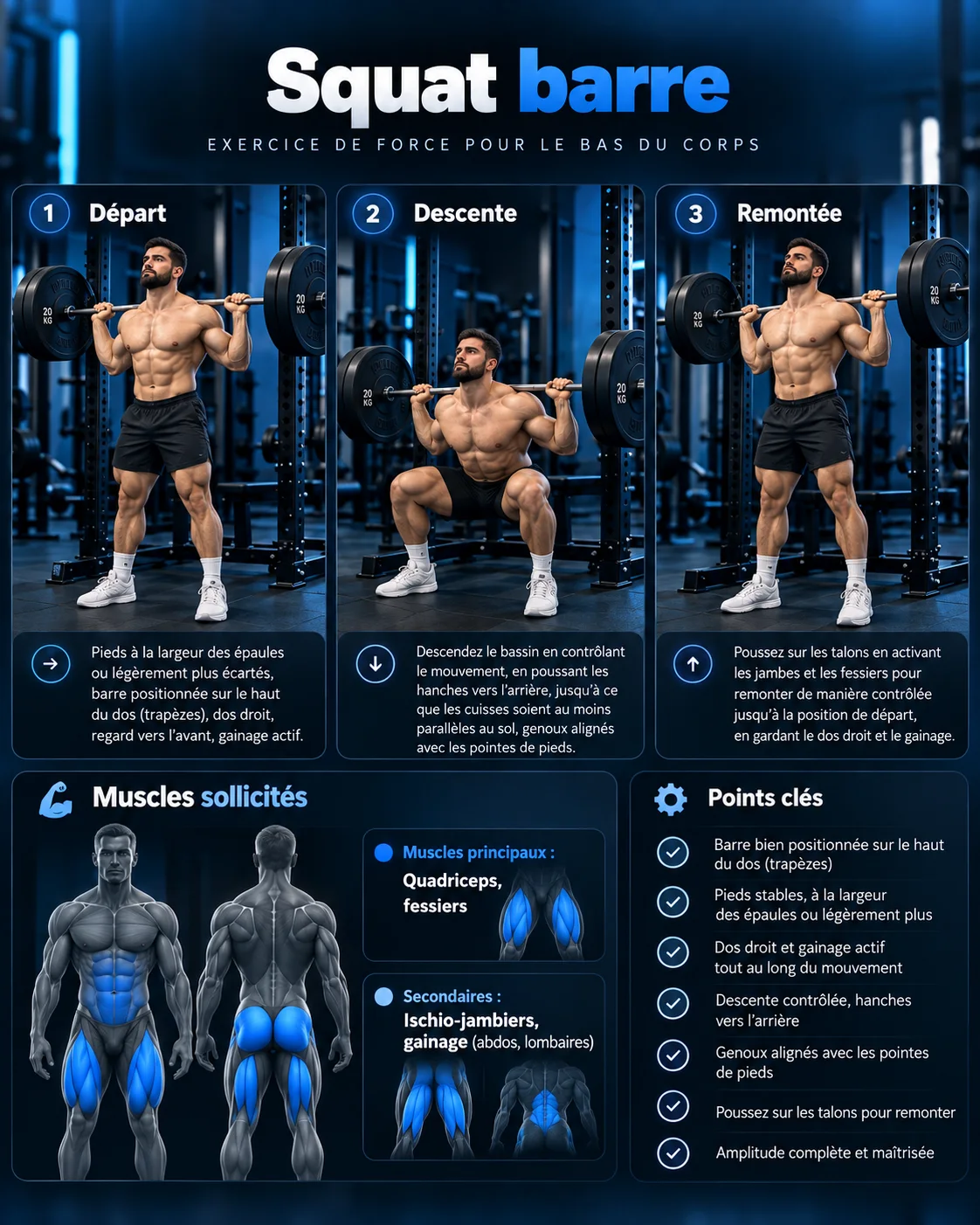 Guide visuel du squat barre