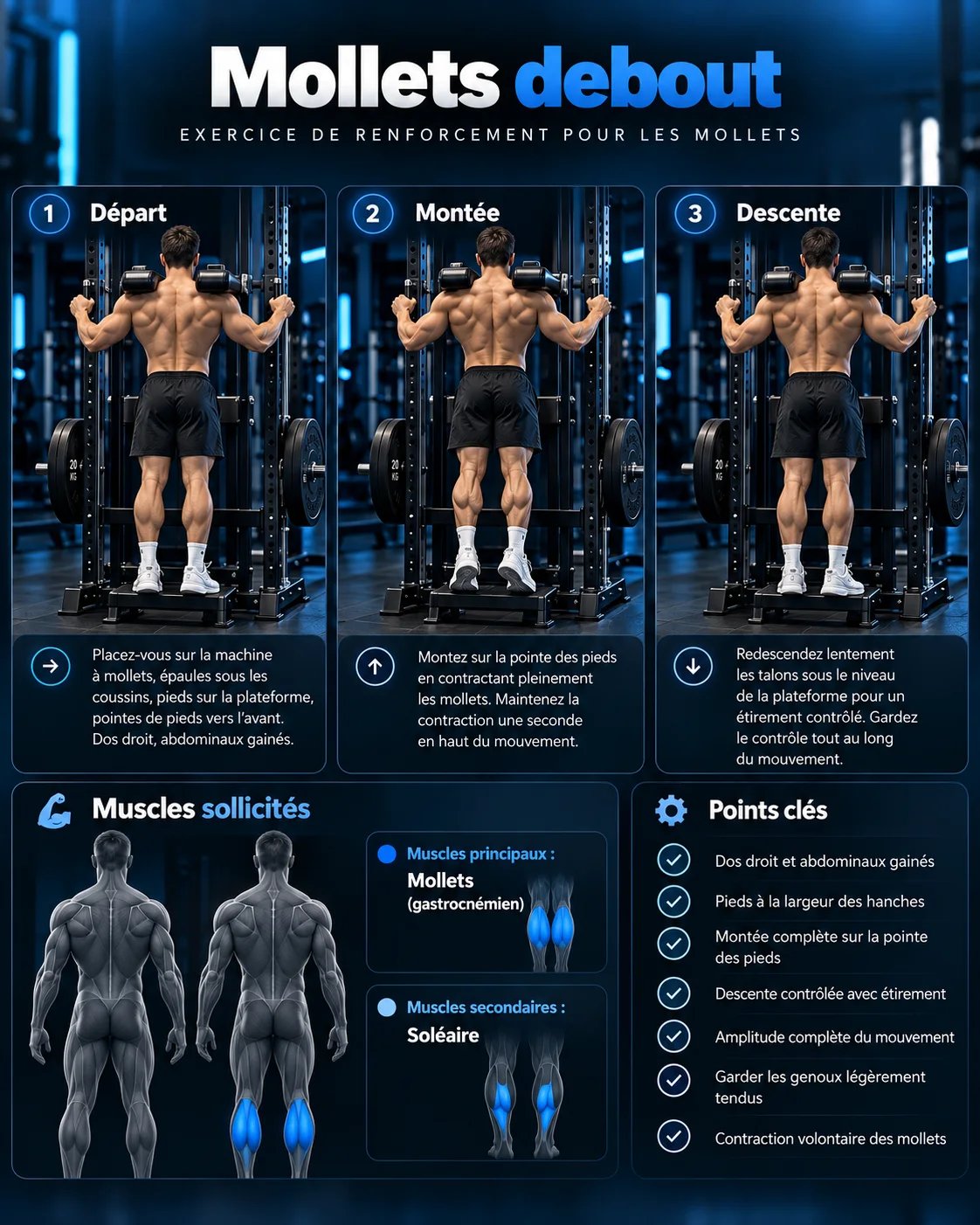 Guide visuel des mollets debout