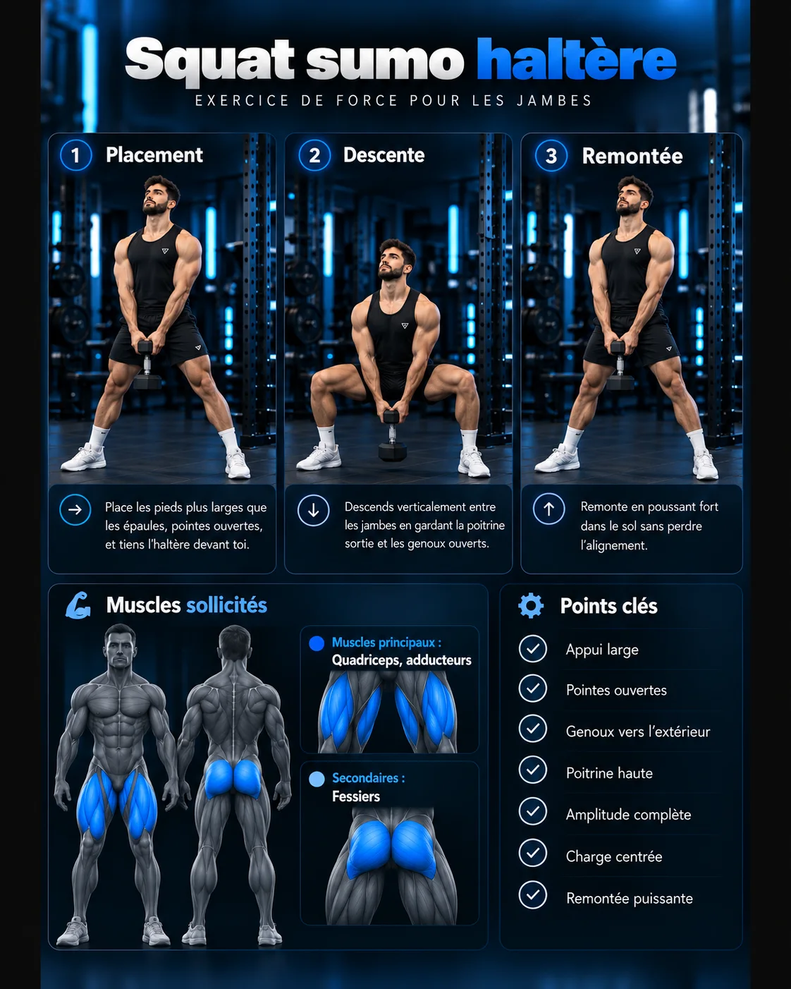 Guide visuel : Squat sumo haltère