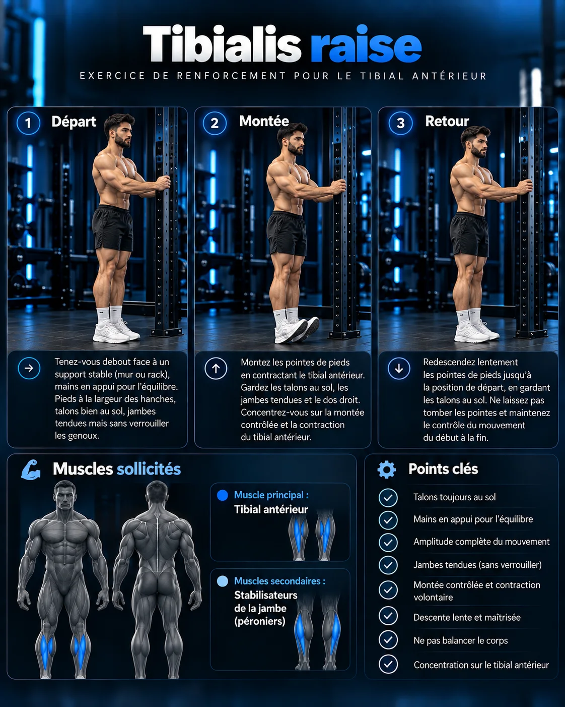 Guide visuel du tibialis raise