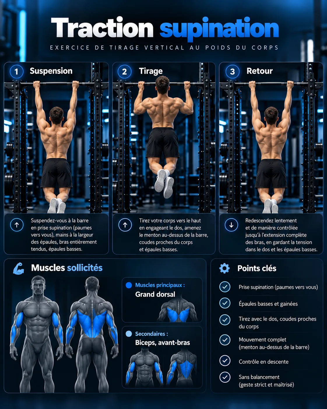 Guide visuel des tractions supination